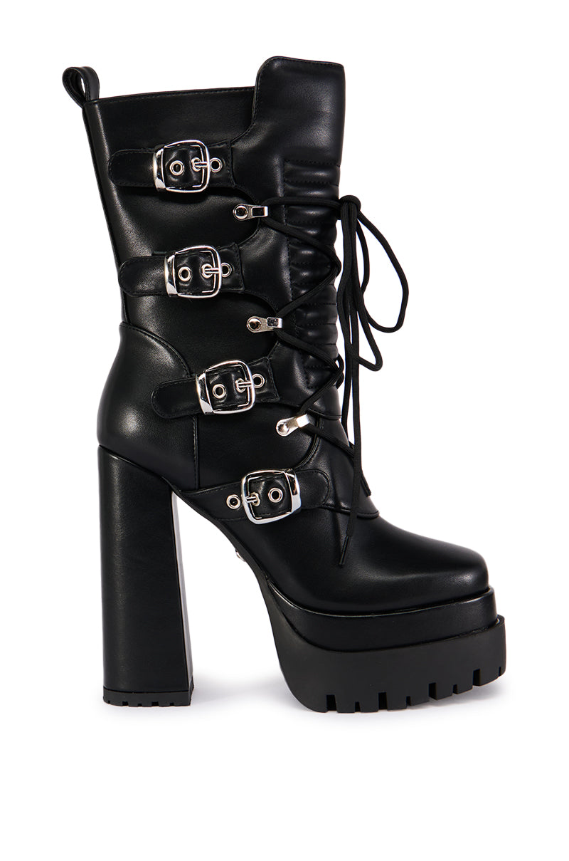 Side View Azalea Wang Ravina Black Platform Bootie 1