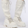 Front View Azalea Wang Rawnie White Faux Leather Cinch Boot