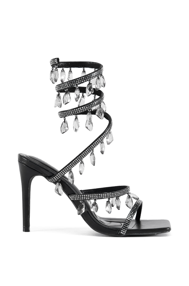 Back View Azalea Wang Reiko Black Spiral Sandal 0