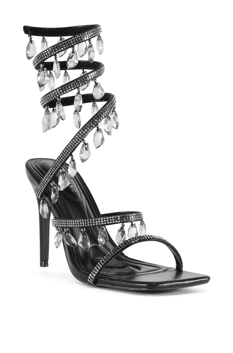 Detail View Azalea Wang Reiko Black Spiral Sandal 2