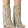 Front View Azalea Wang Relentless Silver Sage Diamond Drip Bootie