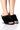 Front View Azalea Wang Remi Fur Wedge Sandal In Black