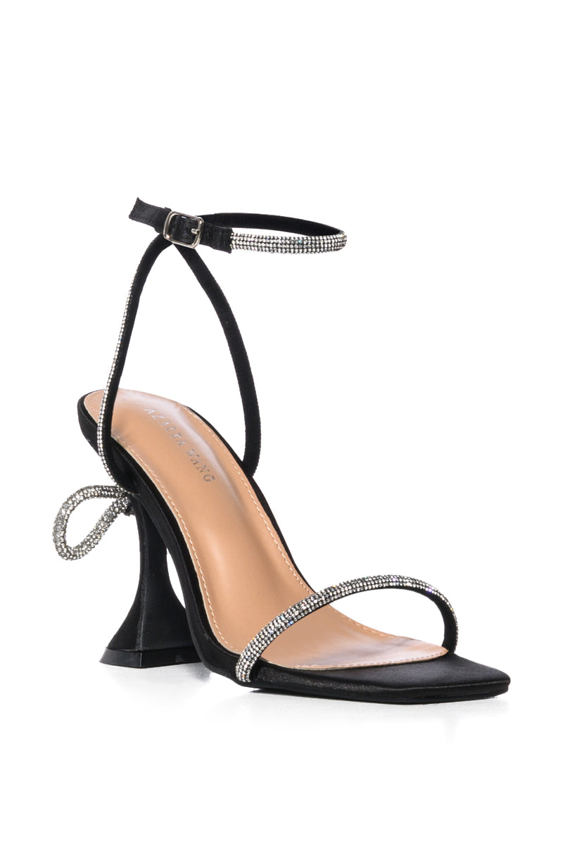 Back View Azalea Wang Renata Embellished Bow Stiletto Sandal In Black
