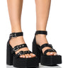 Front View Azalea Wang Rhiannon Chunky Platform Sandal In Black