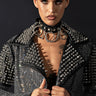 Front View Azalea Wang Rhinestone Bomb Crop Moto Jacket