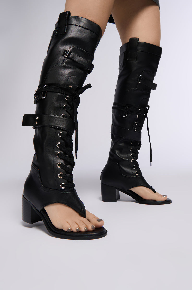 AZALEA WANG RHYSAND BLACK OPEN TOE SANDAL BOOT – AKIRA