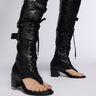 Front View Azalea Wang Rhysand Black Open Toe Sandal Boot