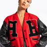 Front View Azalea Wang Rider Of The Night Off Shoulder Varsity Bomber