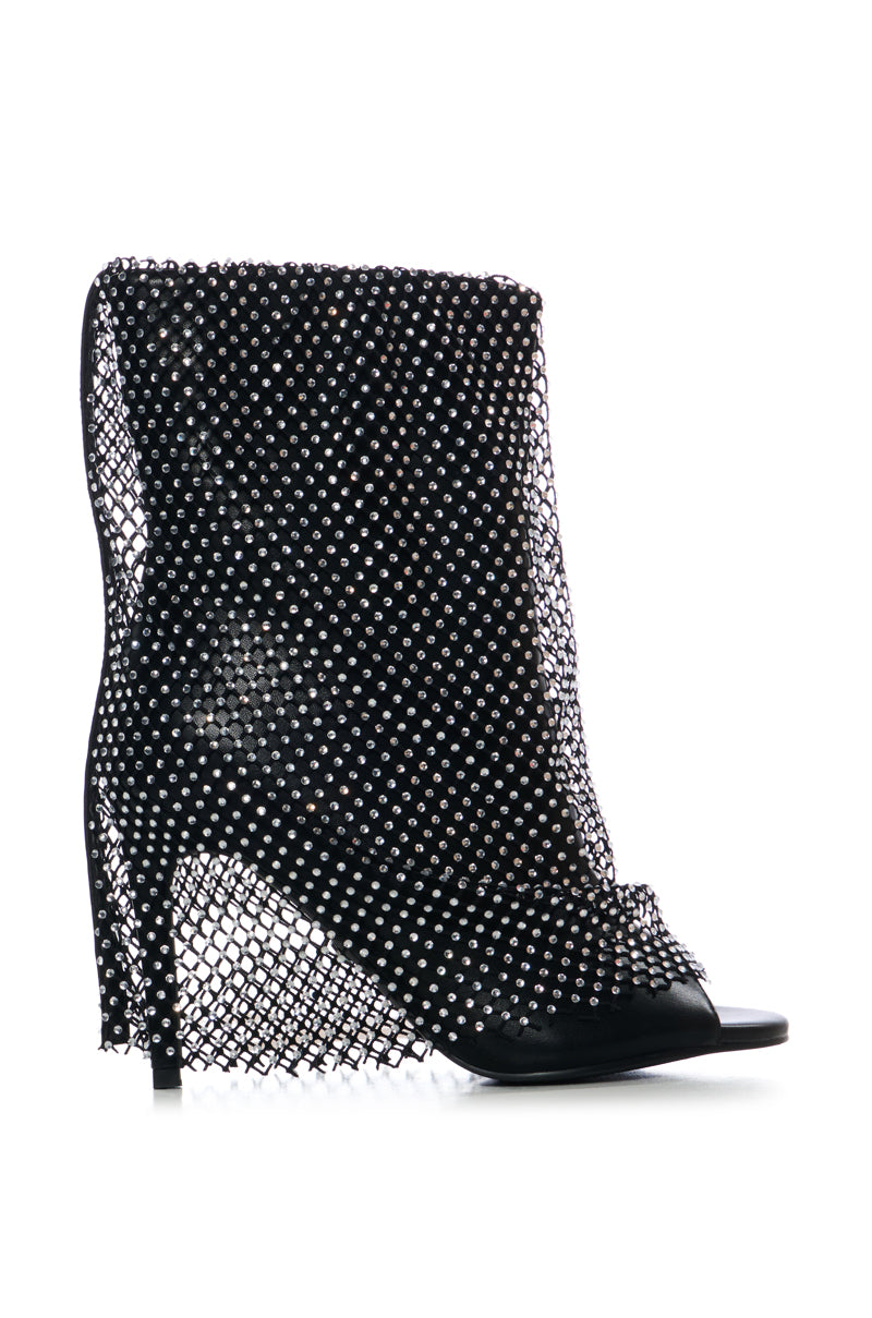 Side View Azalea Wang Rieslin Mesh Bootie In Black