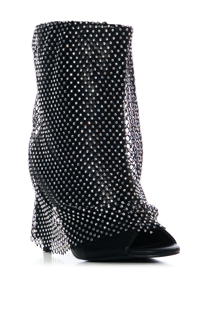 Back View Azalea Wang Rieslin Mesh Bootie In Black