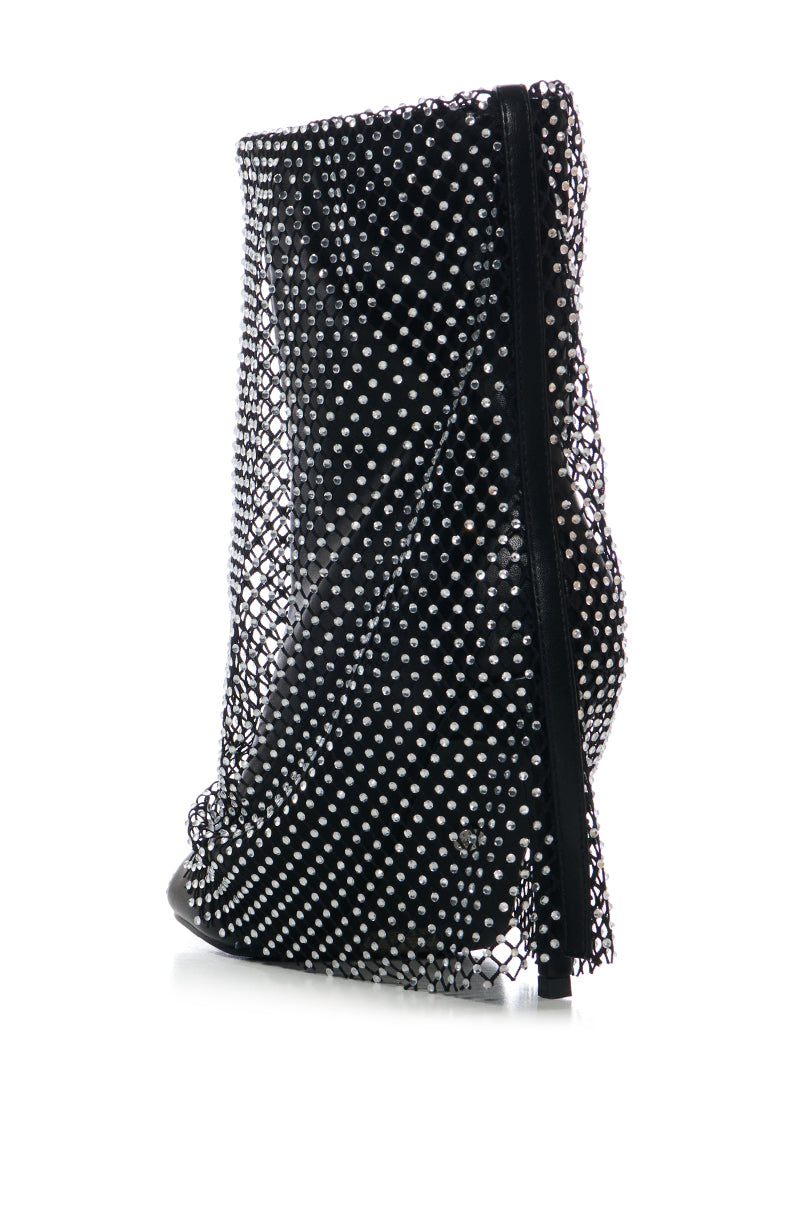 Detail View Azalea Wang Rieslin Mesh Bootie In Black