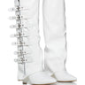 Front View Azalea Wang Risna White Buckle Detail Wedge Boot