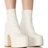 Front View Azalea Wang Rockwell White Chunky Bootie