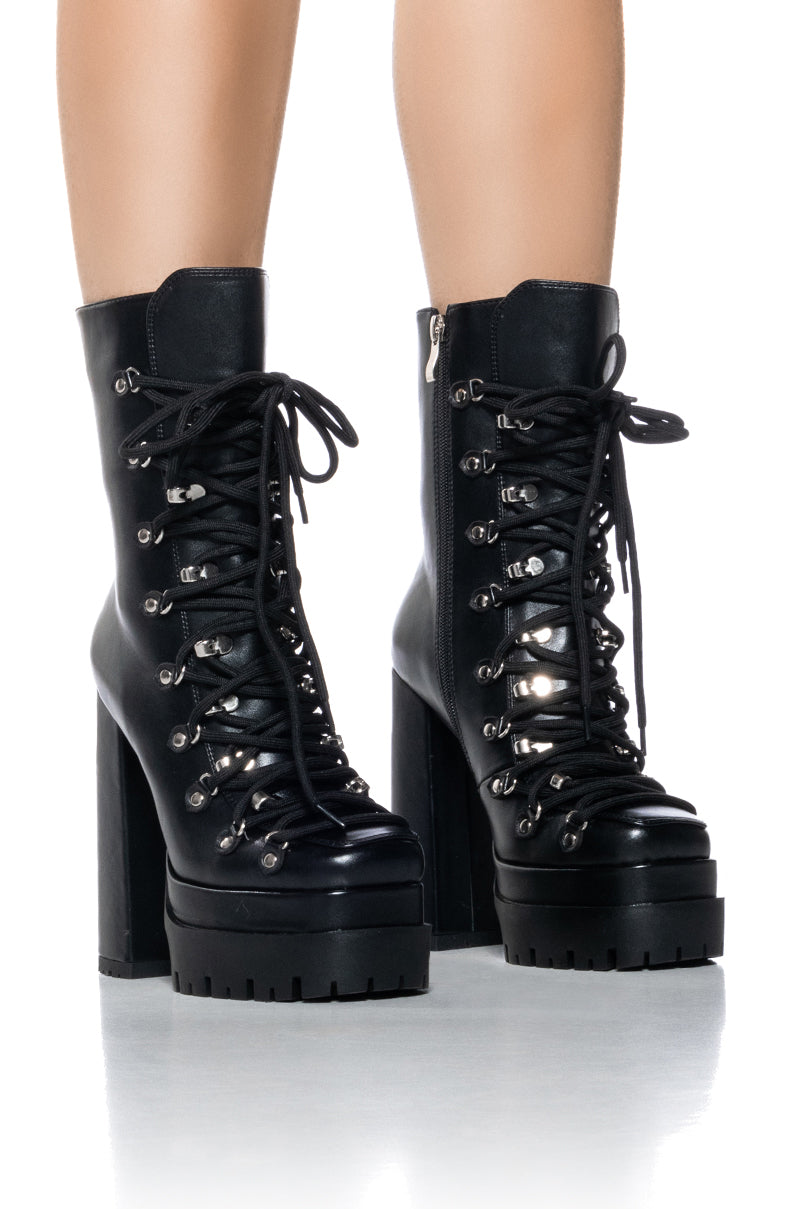 AZALEA WANG RODDIE LACE UP BOOTIE IN BLACK view 0