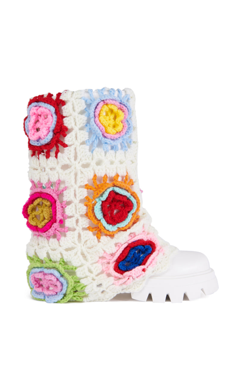 Side View Azalea Wang Romola Crochet Flat Boot