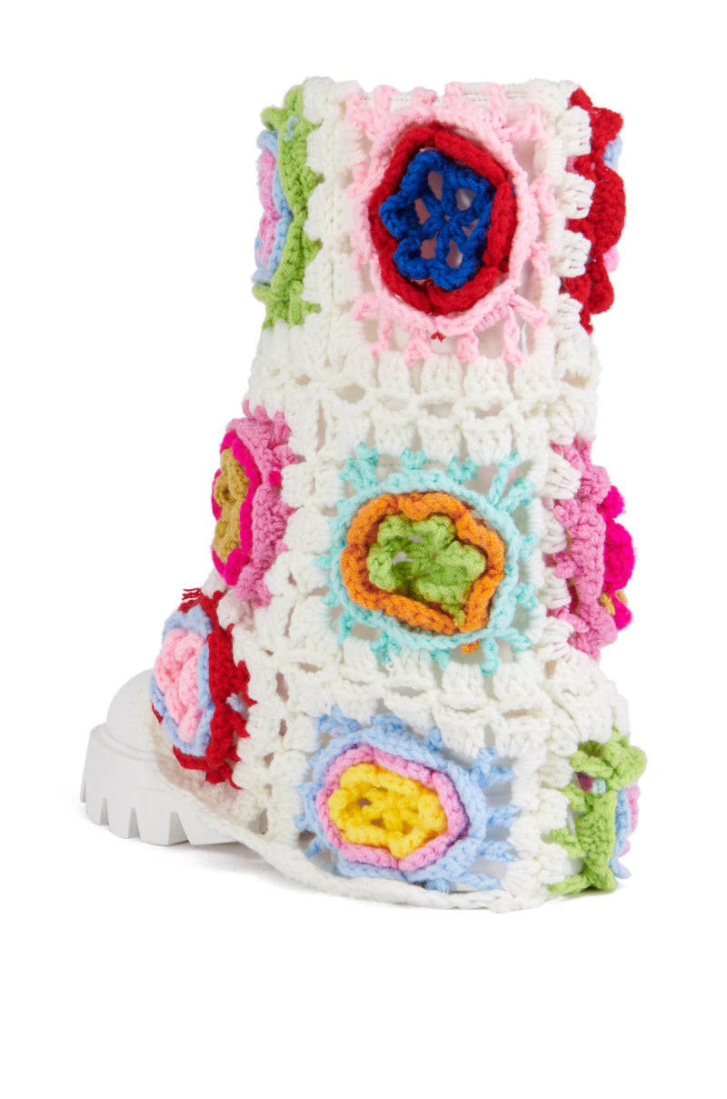 Detail View Azalea Wang Romola Crochet Flat Boot