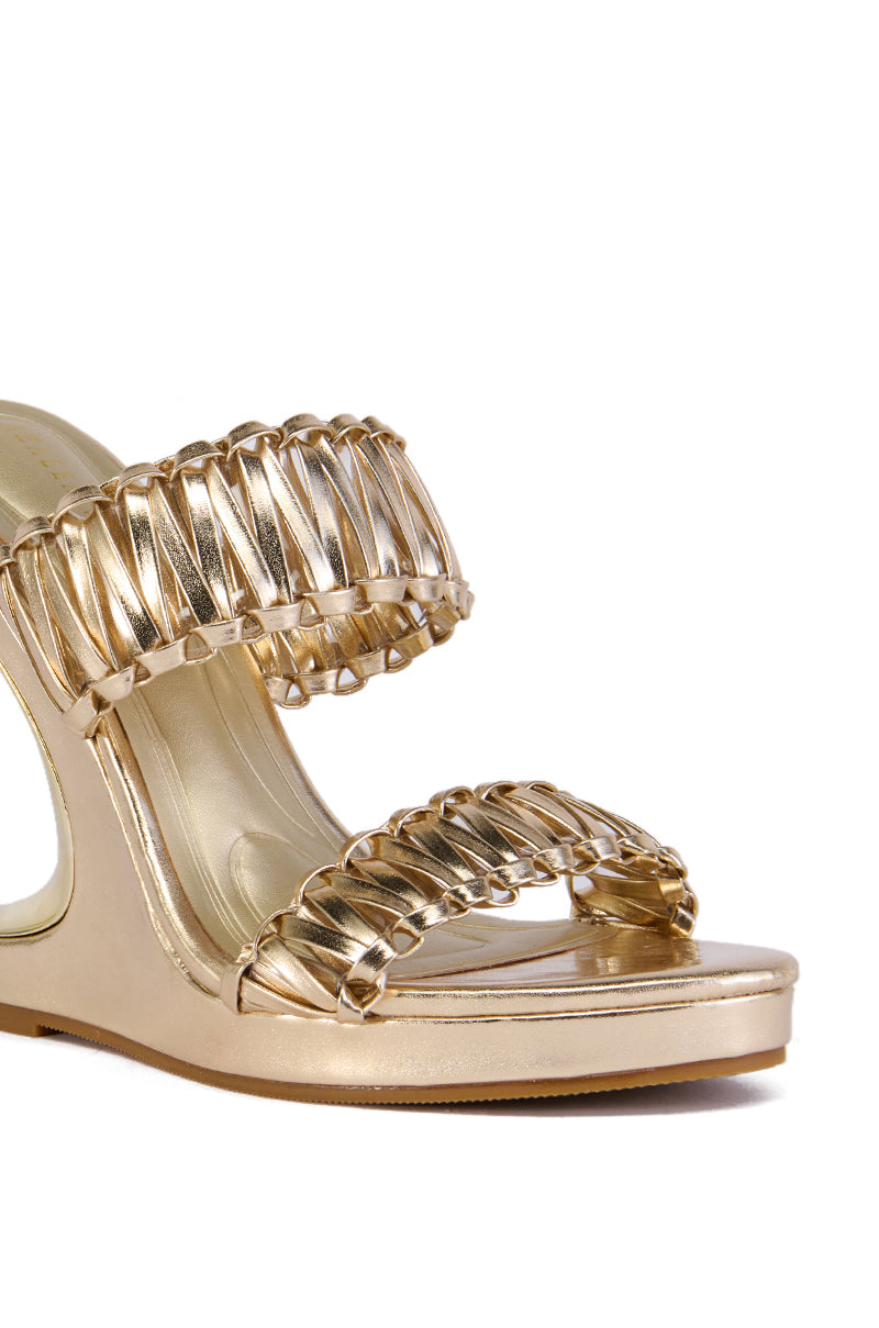 Full View Azalea Wang Rosamonde Gold Metallic Braided Sandal