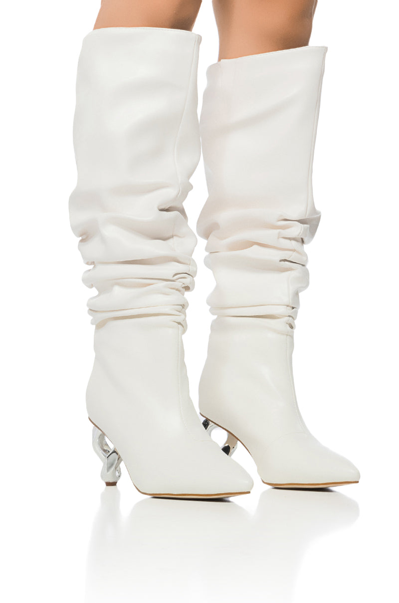 AZALEA WANG ROSIER WHITE BOOT WITH NOVELTY SILVER HEEL view 0