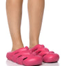 Front View Azalea Wang Rumble Rubber Flat Sandal In Pink