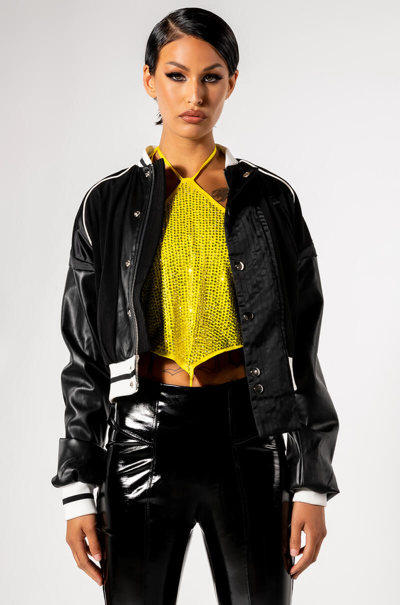 Extra View Azalea Wang Runner Faux Leather Varsity Bomber Jacket