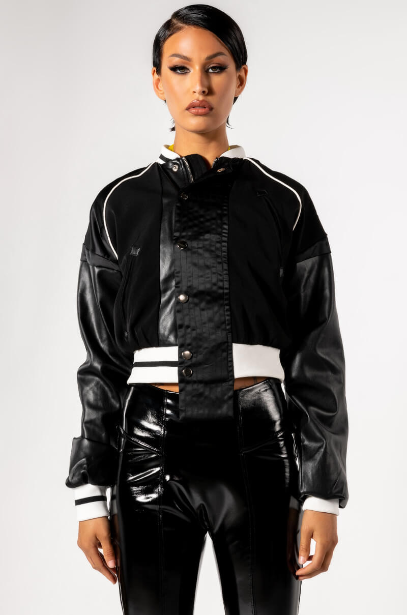 Extra View Azalea Wang Runner Faux Leather Varsity Bomber Jacket