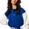 Front View Azalea Wang Runner Fitted Crop Varsity Bomber