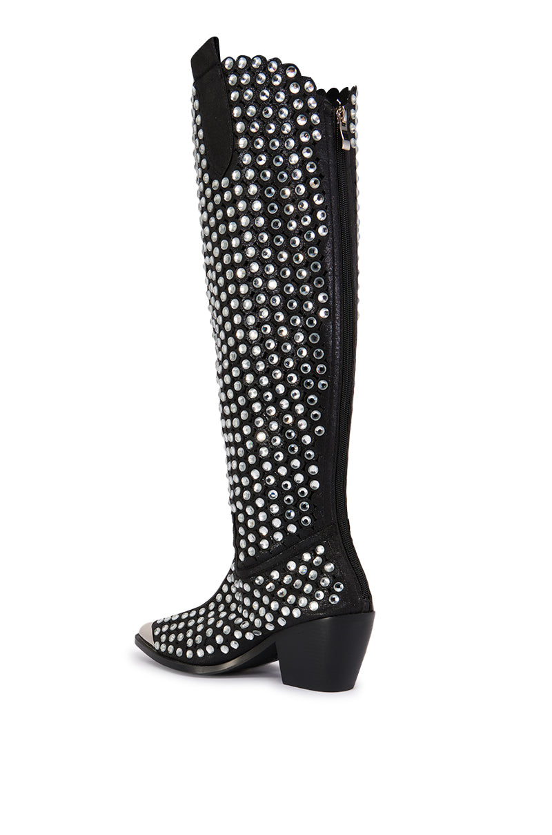 Detail View Azalea Wang Ruvin Black Embellished Western Boot