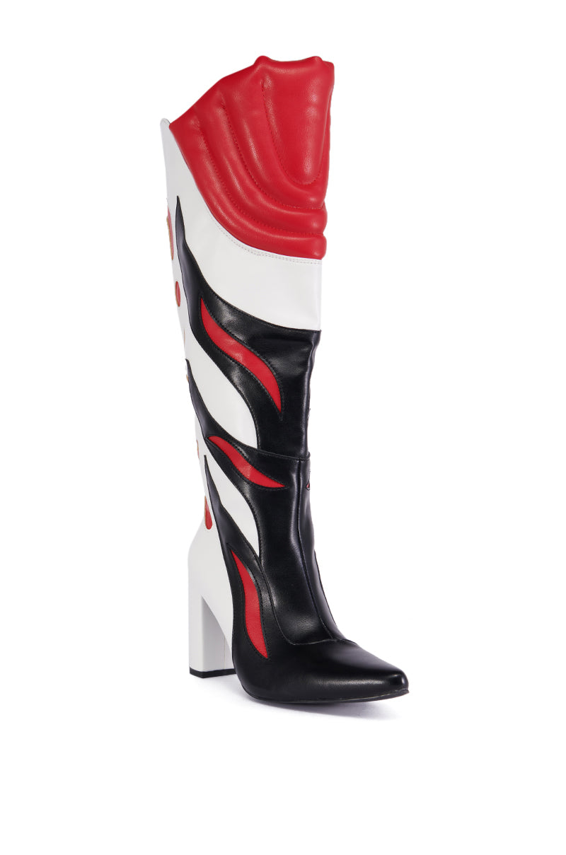 Back View Azalea Wang Sadria Red Speedracer Boot