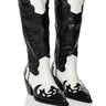 Front View Azalea Wang Sally Western Bootie In Black White