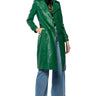 Front View Azalea Wang Sando Green Pleather Trench Coat With Zipper Trim