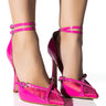 Front View Azalea Wang Sasha Buckle Strap Pump In Pink