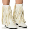 Front View Azalea Wang Scarlett Chunky Western Fringe Bootie In White