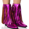 Front View Azalea Wang Scarlett Metallic Chunky Bootie In Fuchsia