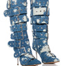 Front View Azalea Wang Sedna Denim Belt Detail Boot