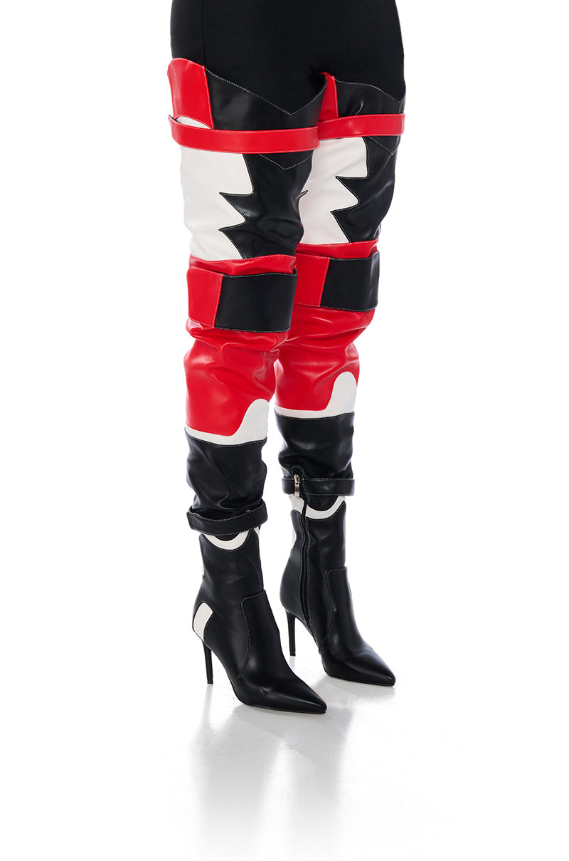 Front View Azalea Wang Seeley Multi Thigh High Boot 0