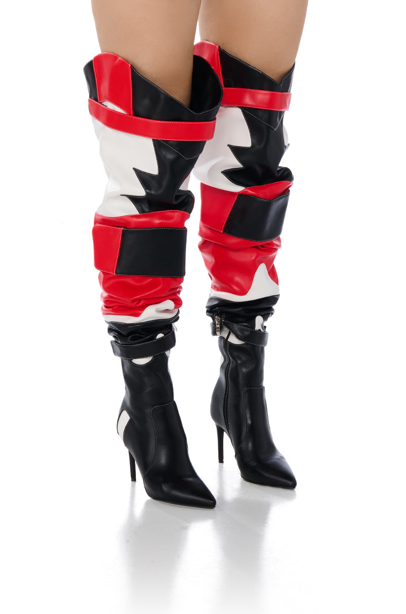 Side View Azalea Wang Seeley Multi Thigh High Boot 1
