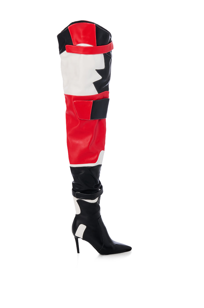 Back View Azalea Wang Seeley Multi Thigh High Boot 2