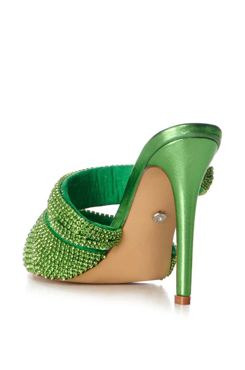 Detail View Azalea Wang Segio Green Embellished Sandal
