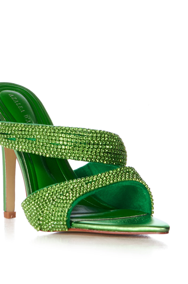 Full View Azalea Wang Segio Green Embellished Sandal