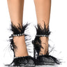 Front View Azalea Wang Seine Black Feather And Diamond Embellished Pump