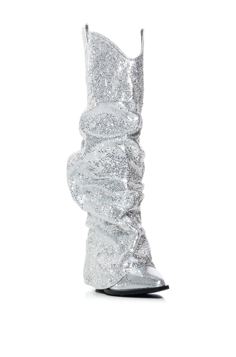 Back View Azalea Wang Shawnee Silver Cowboy Boot