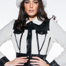 Front View Azalea Wang Sherpa Moto Trim Peplum Jacket