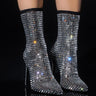 Front View Azalea Wang Shook Rhinestone Stiletto Bootie In Silver