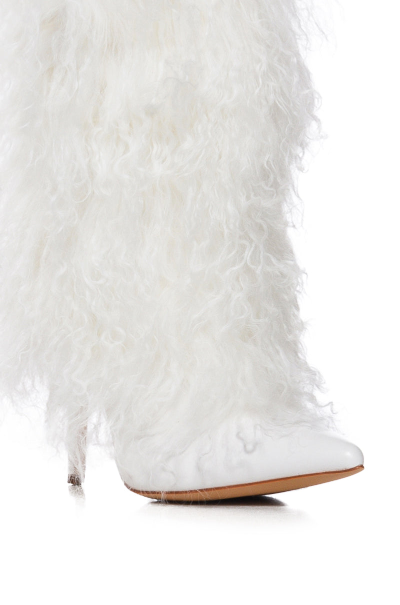 Full View Azalea Wang Shoop Mohair Fur Bootie In White
