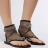 Front View Azalea Wang Shoshone Black Mesh Sandal