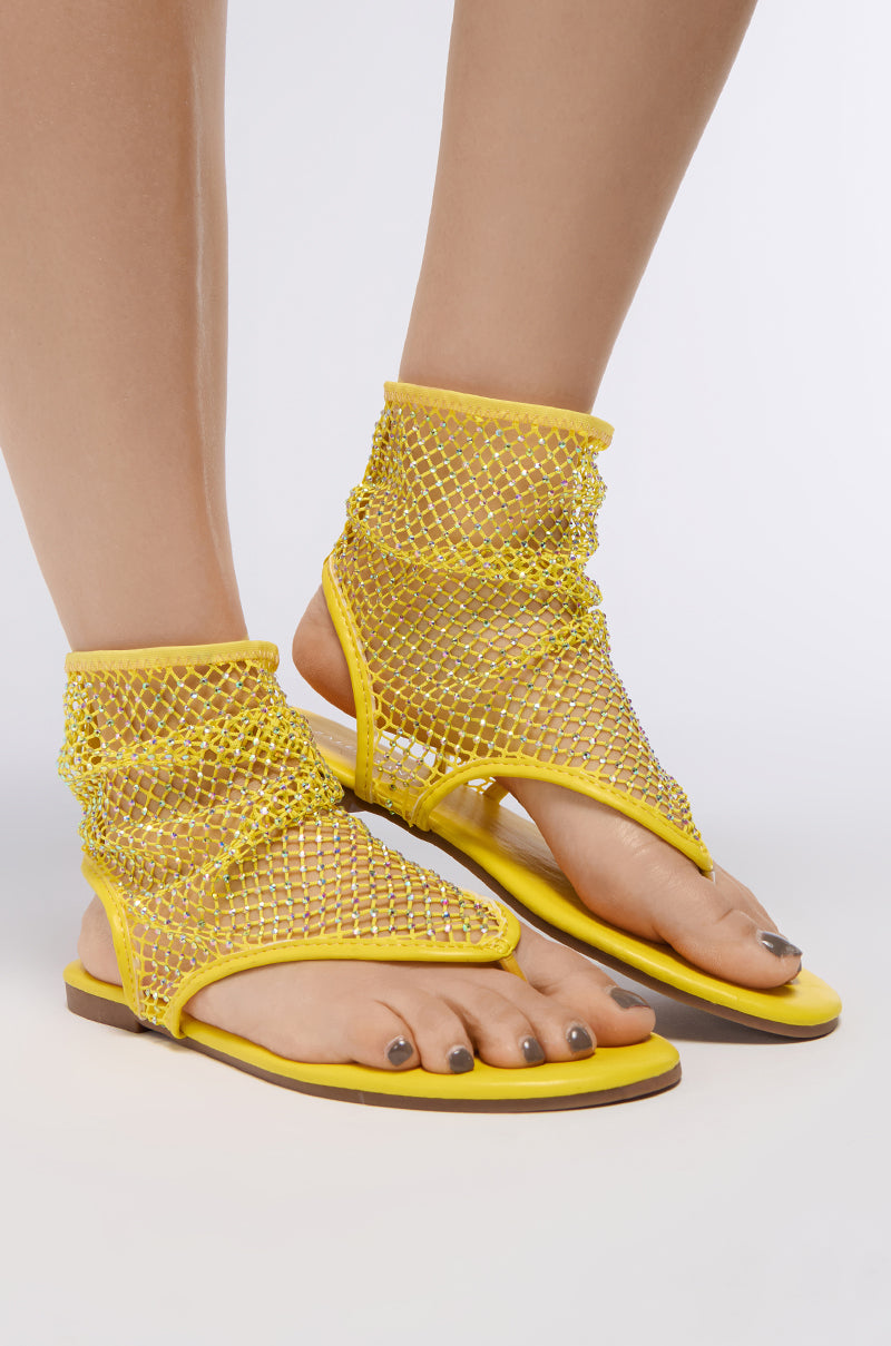 AZALEA WANG SHOSHONE YELLOW MESH SANDAL view 0