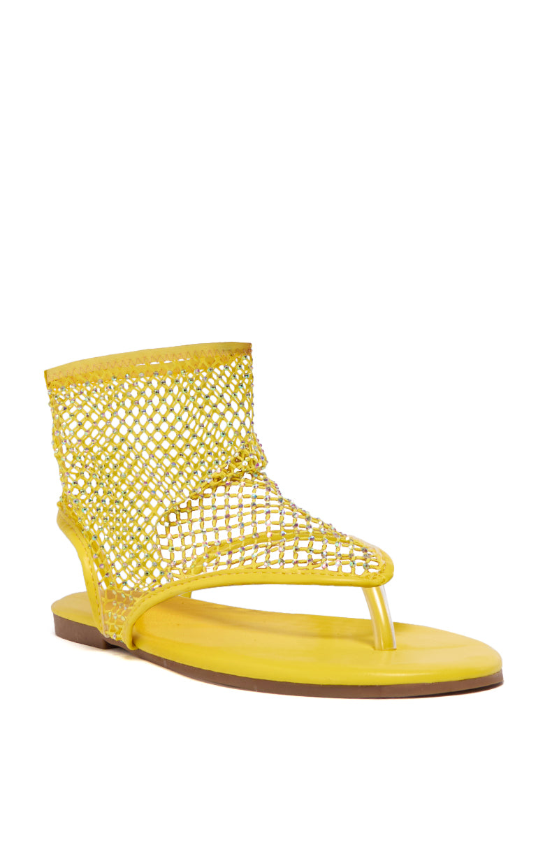 Back View Azalea Wang Shoshone Yellow Mesh Sandal