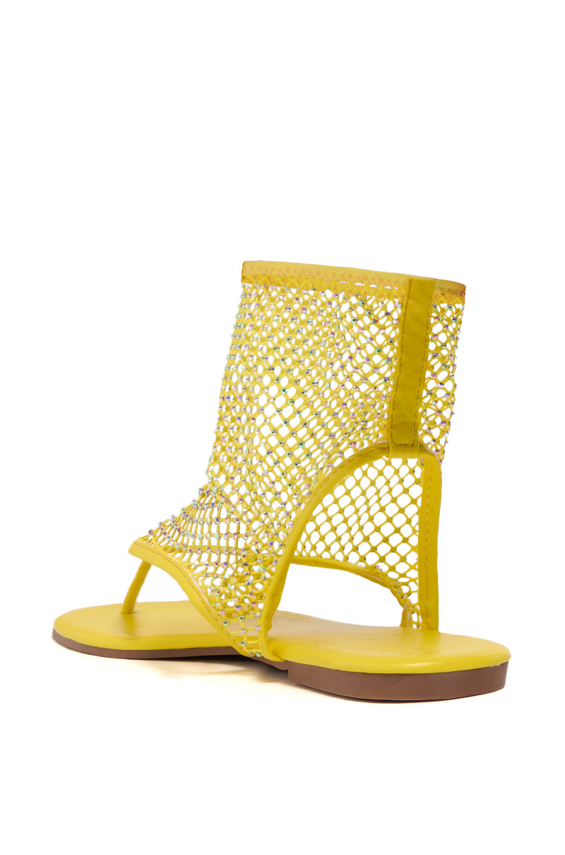 Detail View Azalea Wang Shoshone Yellow Mesh Sandal