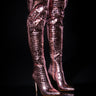 Front View Azalea Wang Showstopper Over The Knee Stiletto Boot In Pink