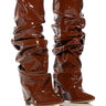 Front View Azalea Wang Sif Carmel Patent Ruched Boot